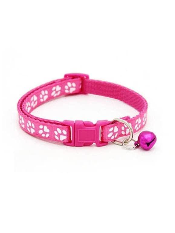Litvibes Paw Cat Collar with Bell,Kitten and Small Dogs Soft Adjustable Collar,Safe,Breakaway for Cats and Puppies - Dark Pink