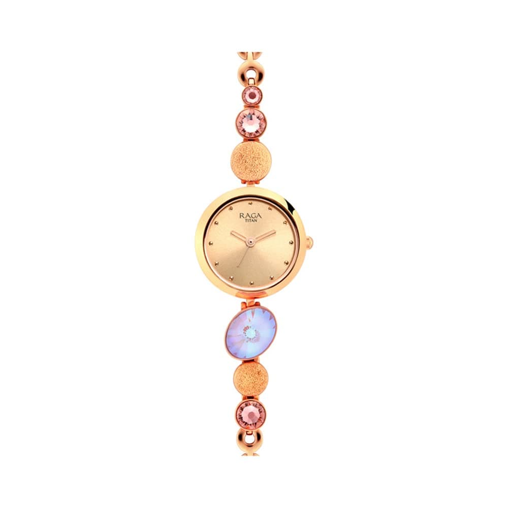 Titan Raga Women's Charm: Elegant Mother of Pearl Dial with Ornate Strap Watch-NS2606WM08