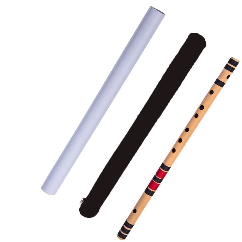 Ketostics® Natural Bamboo Flute Bansuri C Natural Right Handed Middle (19 inch) with hard case and carry cover