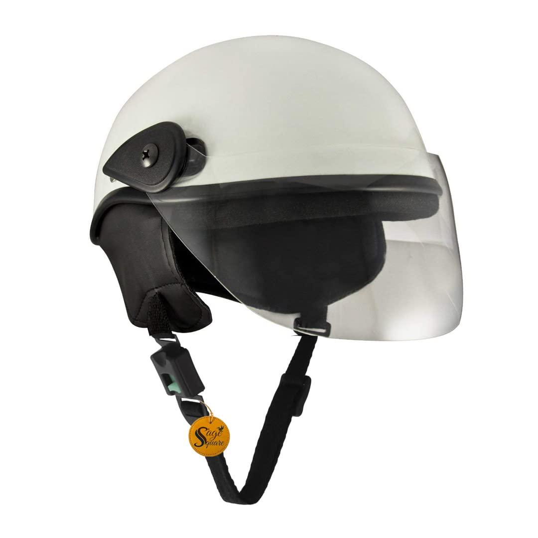 Sage Square Aero Polycarbonate Shell Half Helmet (Glossy White, Small)