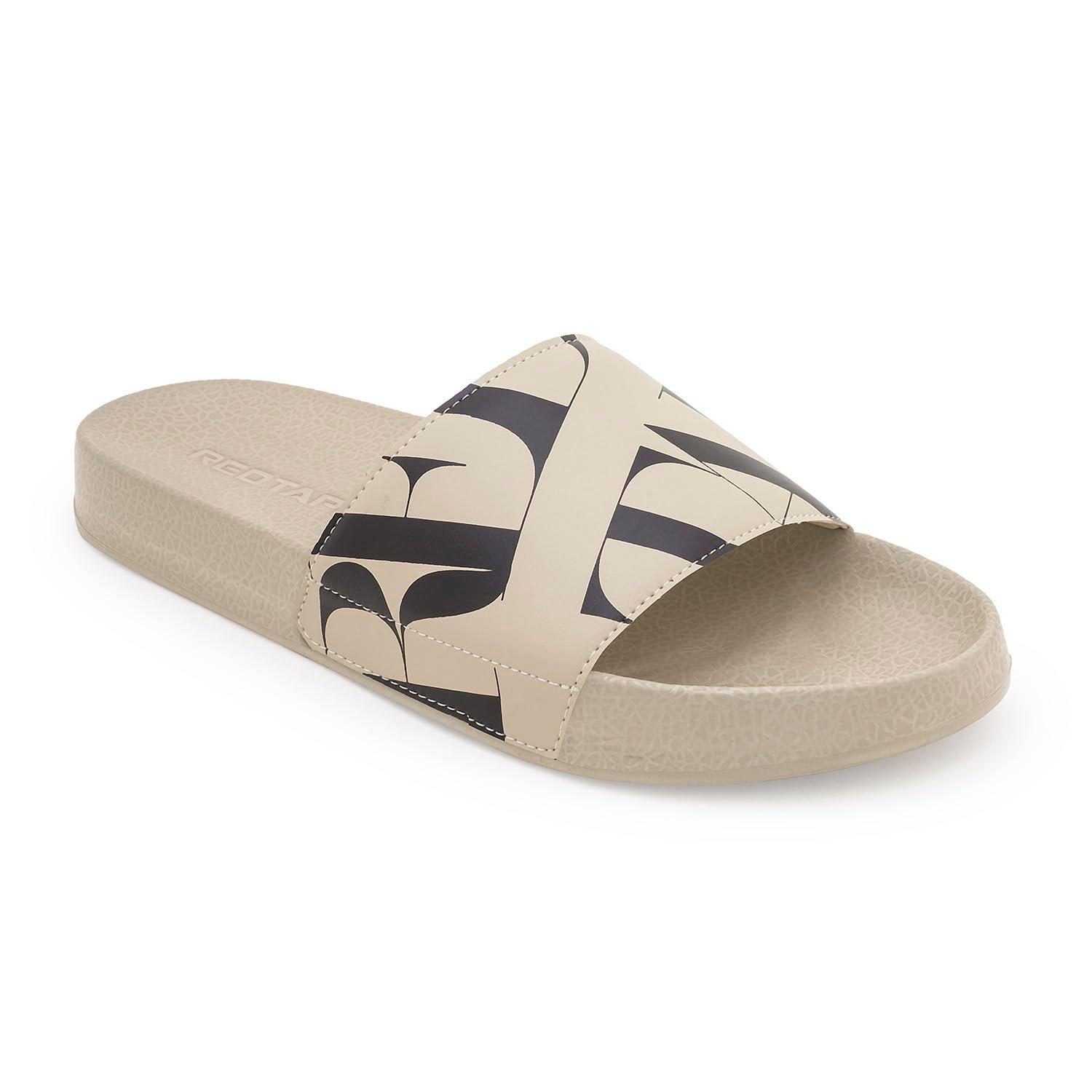 Red Tape Beige Casual Pool Sliders for Men | Everyday Comfort | Beige 01 | 8 UK