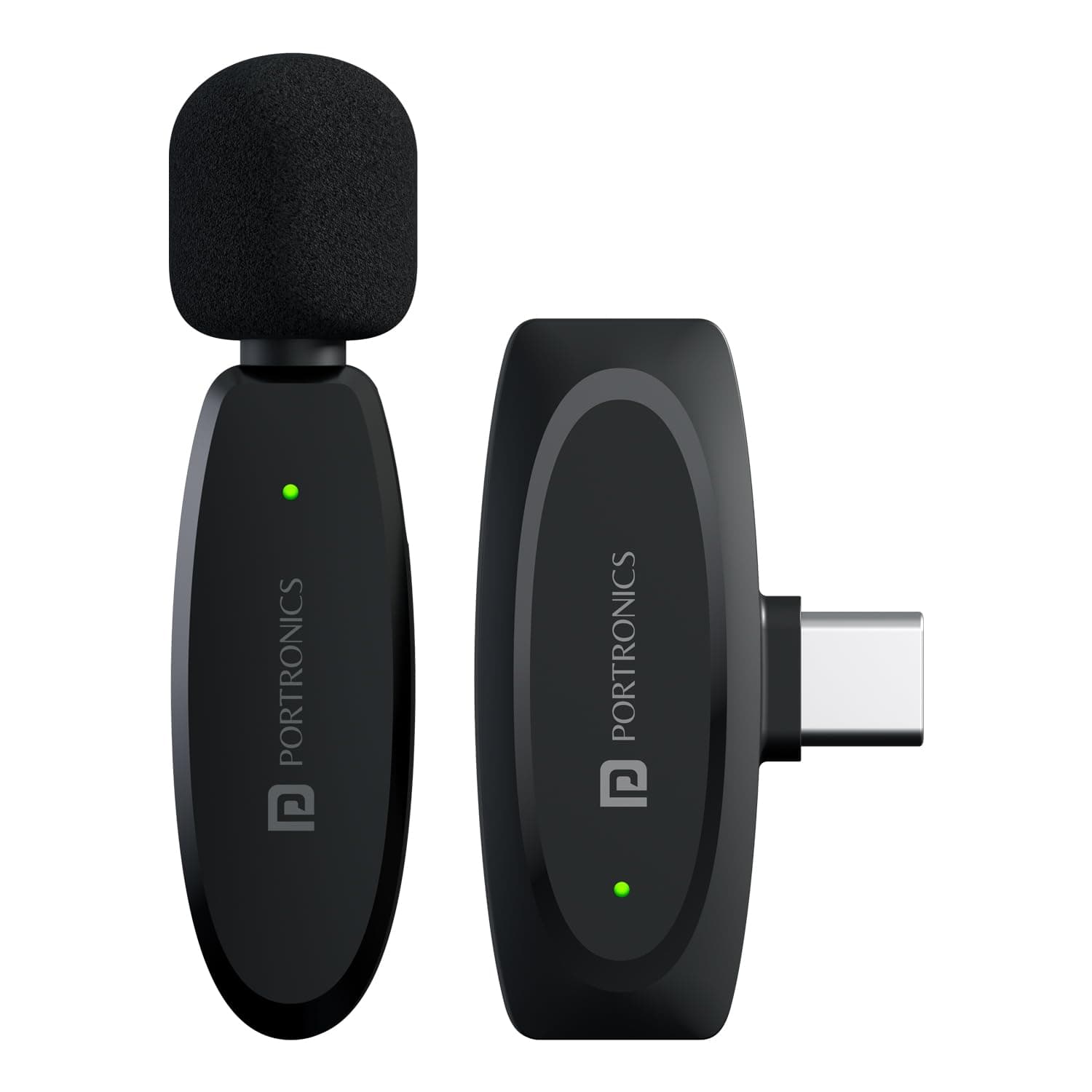 Portronics Dash 7 Ai Omnidirectional Type C Wireless Microphone, Ai Enabled Noise Cancellation, Plug & Play, Lapel Wireless Mic for Video Recording, Supports Type C Android, iPhone, Camera(Black)