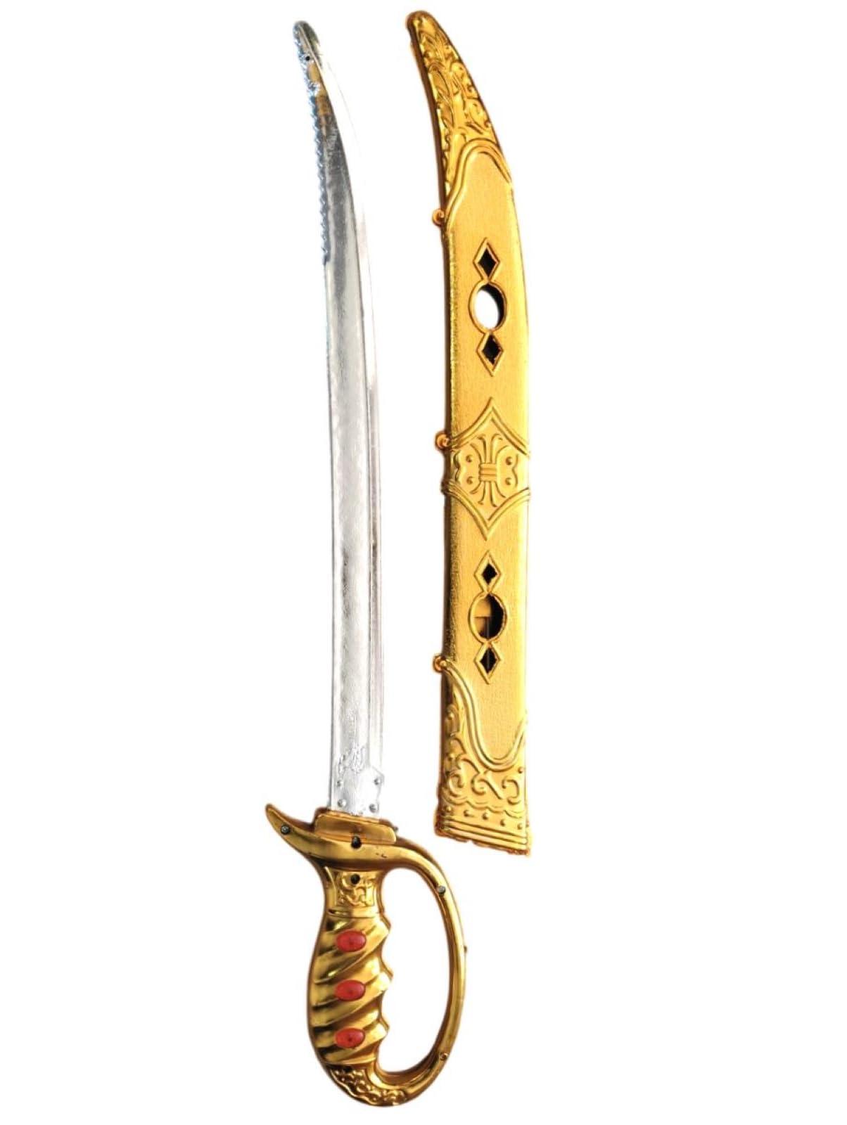BookMyCostume Royal Sword Plastic Toy Fancy Dress Costume Accessories For Kids & Adults - Silver/Golden