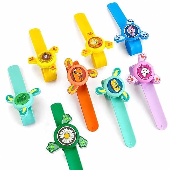 ascension Pack of 6 Kids Wrist Band with Silicone Strap - Cartoon Bracelet Rakhi Spinning Toy for Boys and Girls Birthday Return Gift for Kids Rakhi for Brother, Bhaiya