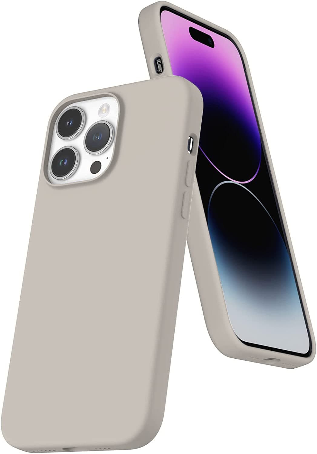 DIZORO Liquid Silicone Compatible for iPhone 14 Pro Case Gel Rubber with Microfiber Lining Non-Slip Full Body Protective Shockproof Back Cover (Off White, 6.1 inch)
