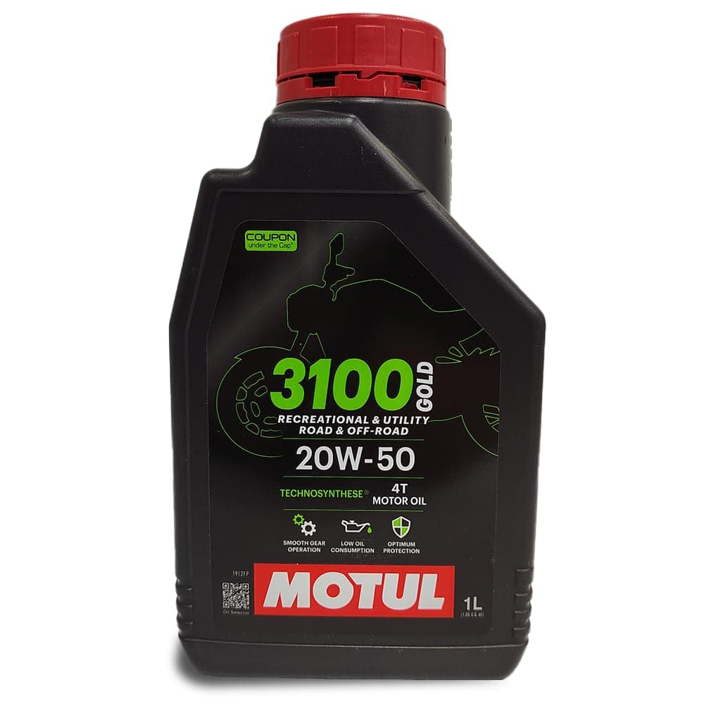 Motul 3100 4T Gold 20W-50 Technosynthese Semi-Synthetic Engine Oil for Bikes | API SM | High Performance Protection, Smooth Gear Shifting & Reliable Power | 1 L