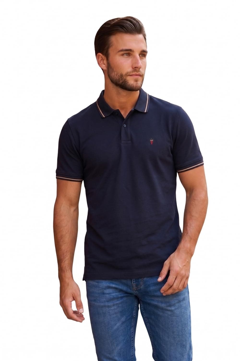 Louis Philippe Cotton Men's Solid Slim Fit T-Shirt (LRKPCSLFI53303_Navy, 2XL