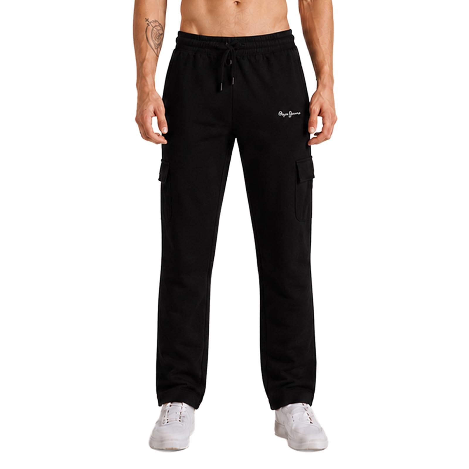 Pepe Jeans Men's Solid Cotton Poly Regular Fit Track Pants | Casual Athleisure Sportswear for Training & Jogging | Soft Stretch Fabric | Elastic Drawstring Waist | Functional Side Pockets Included