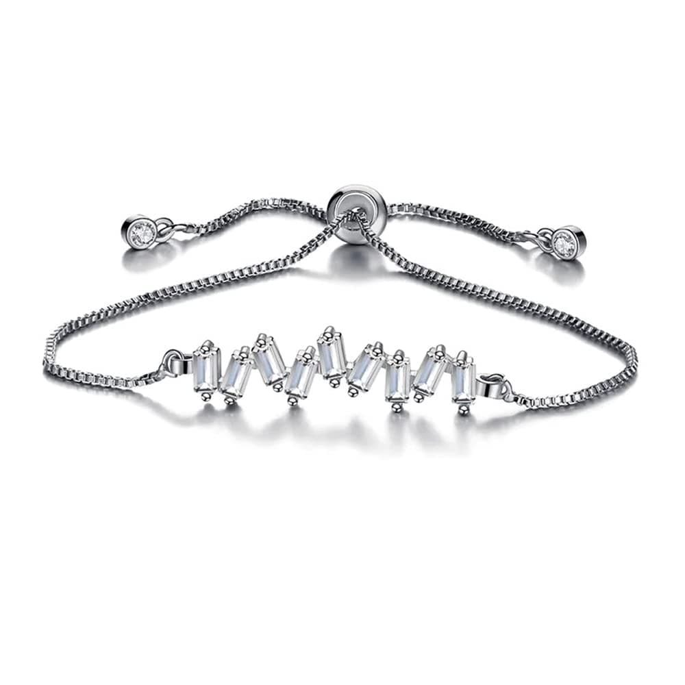 Shining Diva Fashion Latest Stylish Austrian Crystal Silver Plated Charm Bracelet for Women (rrsd10850b), One Size