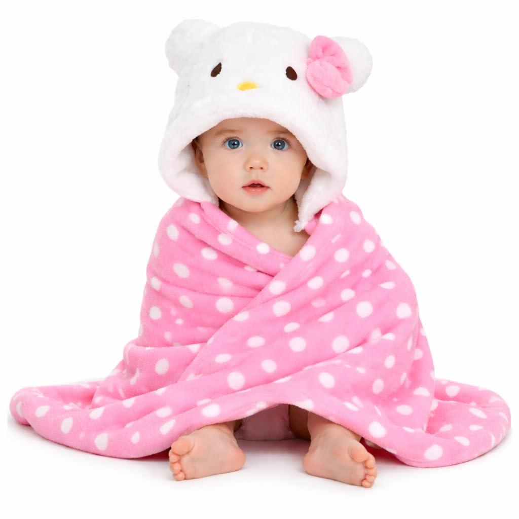 BRANDONN New Born Baby Blanket Pack of Super Soft Bathrobe Wrapper Bath Towel for Boys, Girls, Babies (Pink Polka, Length 82 cm x Width 82 cm, 0-12 Months)