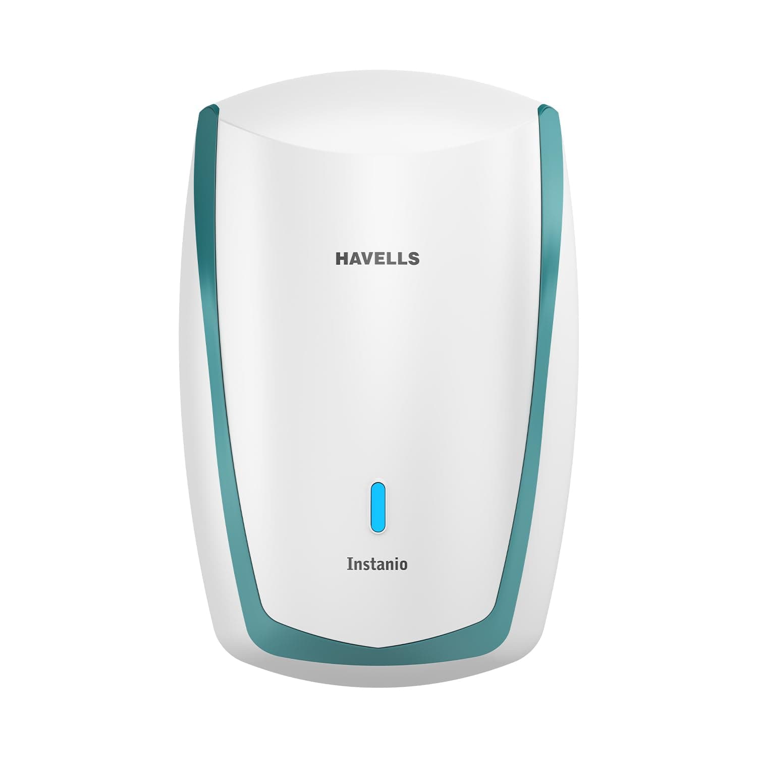 Havells Instanio 3L Instant Water Heater(Geyser)| Temp. Sensing LED Indicator| Rust & Shock Proof Body| ISI Marked|Warranty: 5 year on Inner Tank| High Rise Compatible (White Blue)