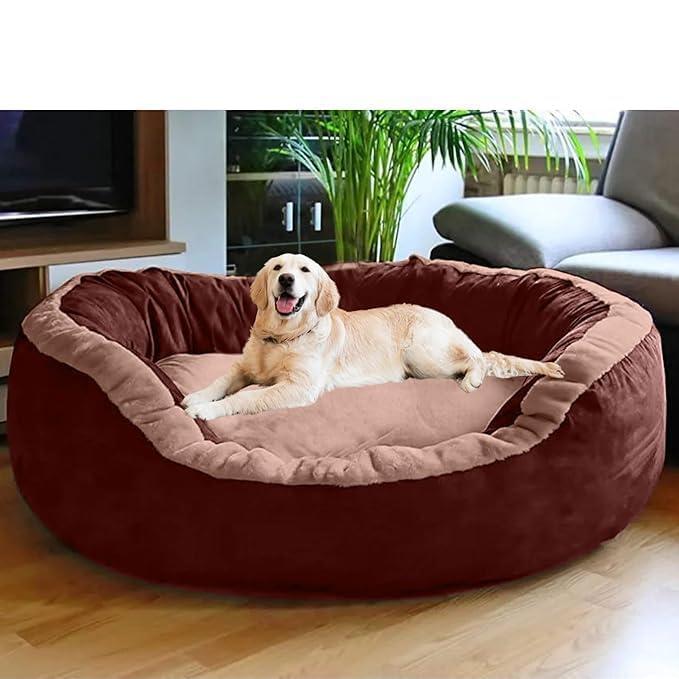 ZENIPUP Premium Fur 4XL Dog Bed for Large Dogs | Orthopedic Washable Pet Bed with Fiber Filling, Anti-Slip Bottom & Calming Support | Luxury Mattress for Labrador, German Shepherd, Husky & More (4XL)