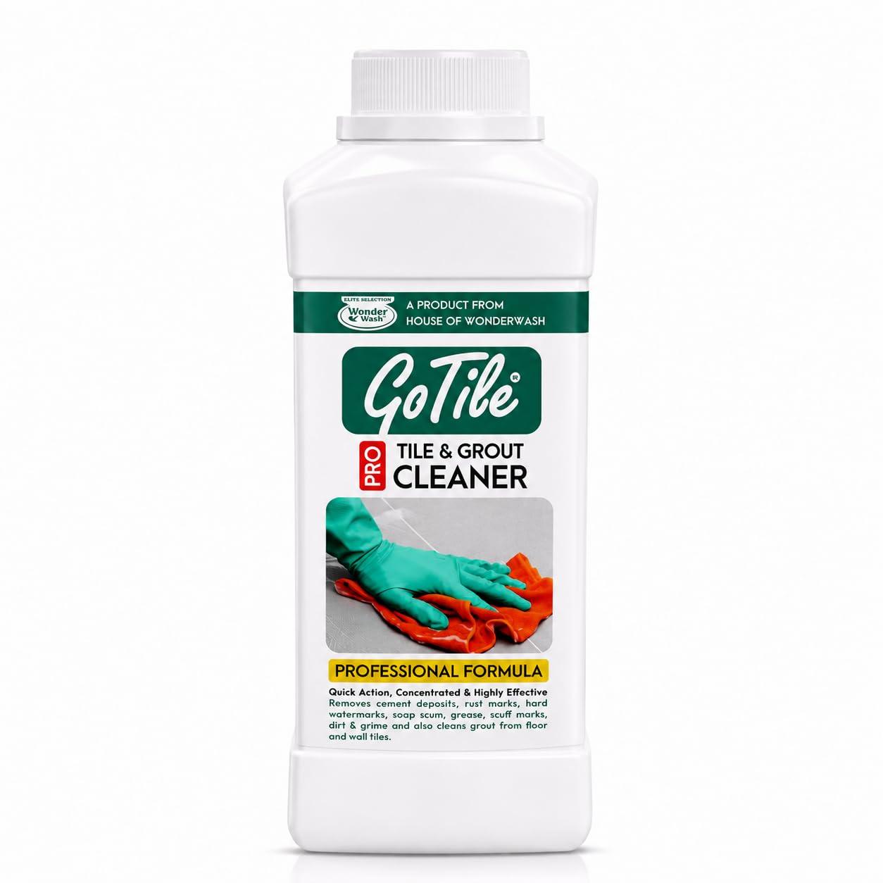 GoTile Pro Tile & Grout Cleaner - 500ml | Trusted by Professionals | Highly Effective & Concentrated Formula | Removes Cement, Hard Water Marks, Grease & Grime | Restores Shine to Tiles