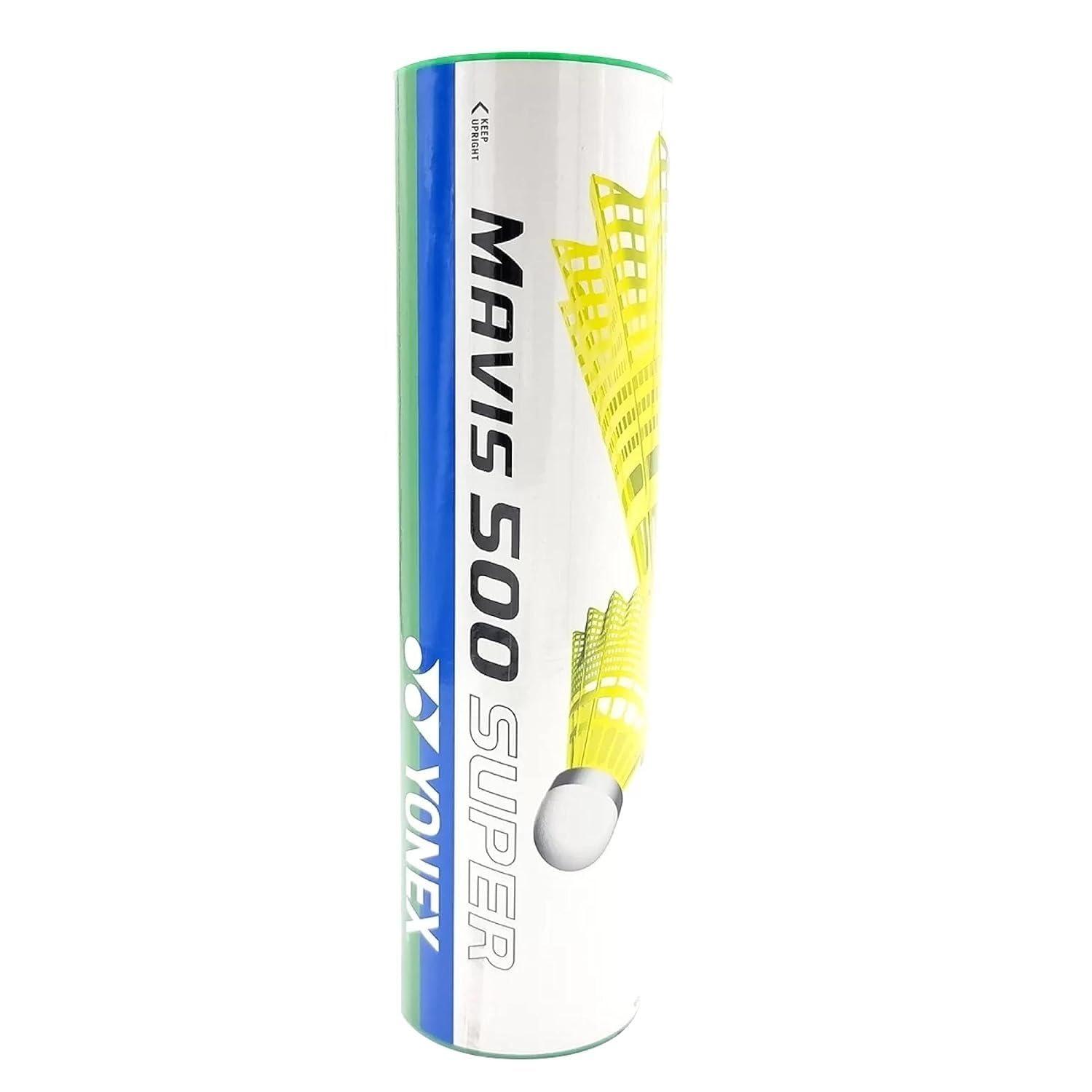 Yonex Mavis 500 Super Nylon Badminton Shuttlecocks (Yellow, Slow Speed) | Durable Performance | Wing Rib Pattern