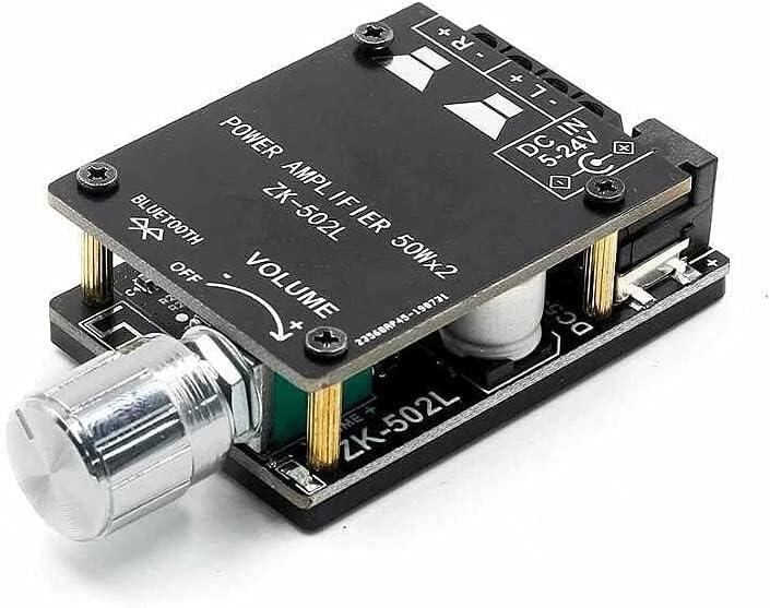 Hexonix ZK-502L TPA3116 MINI Bluetooth 5.0 Wireless Audio Digital Power Amplifier Board 50W × 2 with Switch and Adjustable Volume with shell
