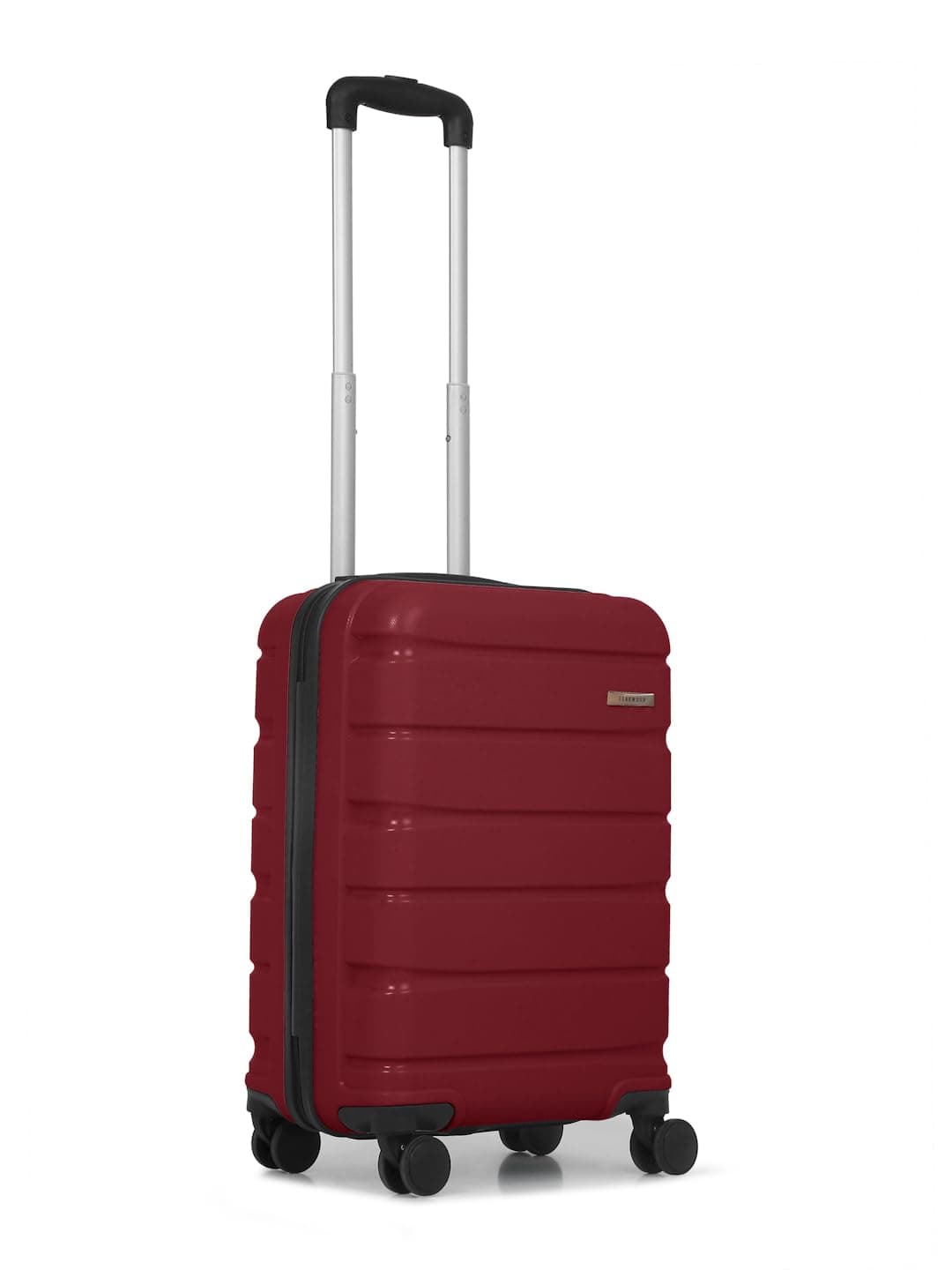 Teakwood Unisex Trolley Bag, Hard Side Cabin, Lock System 360 Degree 8 Wheel Suitcase (S, Maroon)