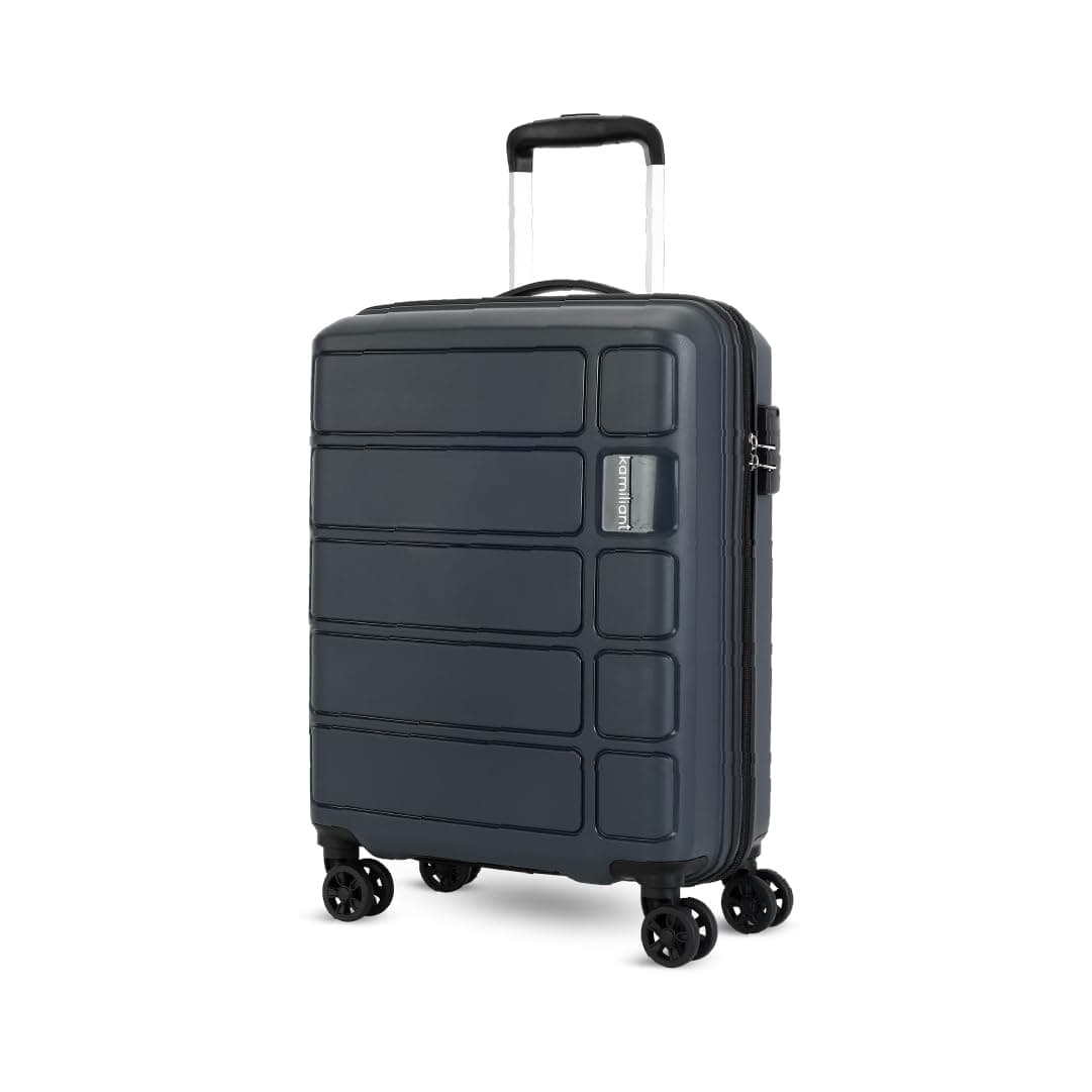 Kamiliant by American Tourister Small Harrier Edge 8W 56 Cms Cabin (PP) Hard Sided 8 Wheels Spinner Luggage/Suitcase/Trolley Bag (Iron Grey) (Double Wheel)