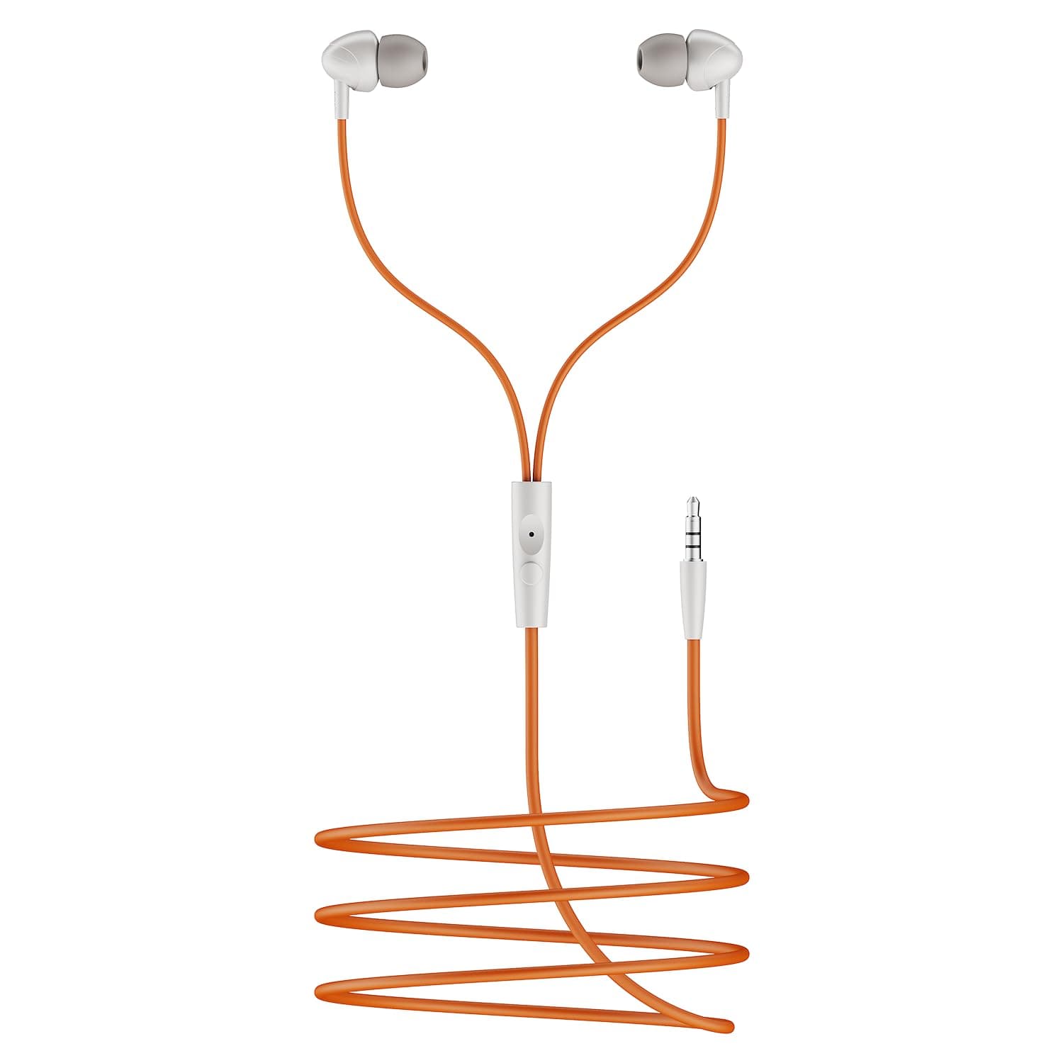 boAt Bassheads 211 Wired Earphones with 10mm Drivers, Signature Sound, in-Line Microphone, 3.5mm Jack, Voice Assistant & 120cm Cables (Off White Orange)