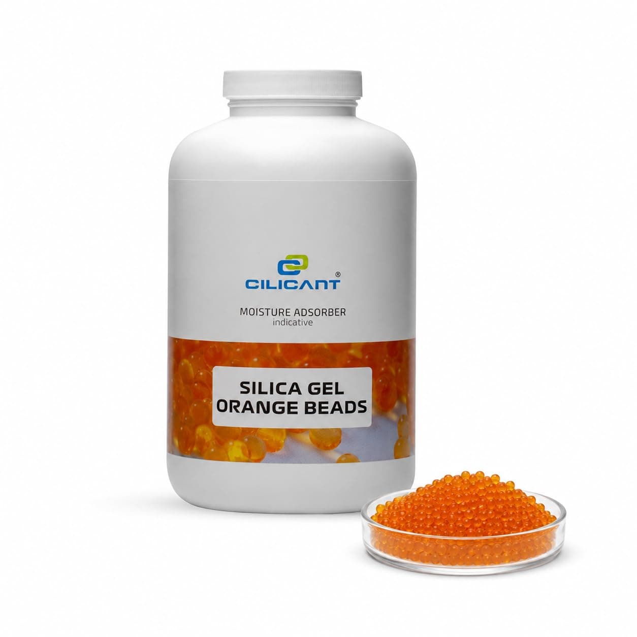 CILICAnT Orange Silica Gel Beads for Moisture Control, Rechargeable Indicating Desiccant Dehumidifier (Beads Size: 2-4 mm) (950 ml *1 =950 ml)