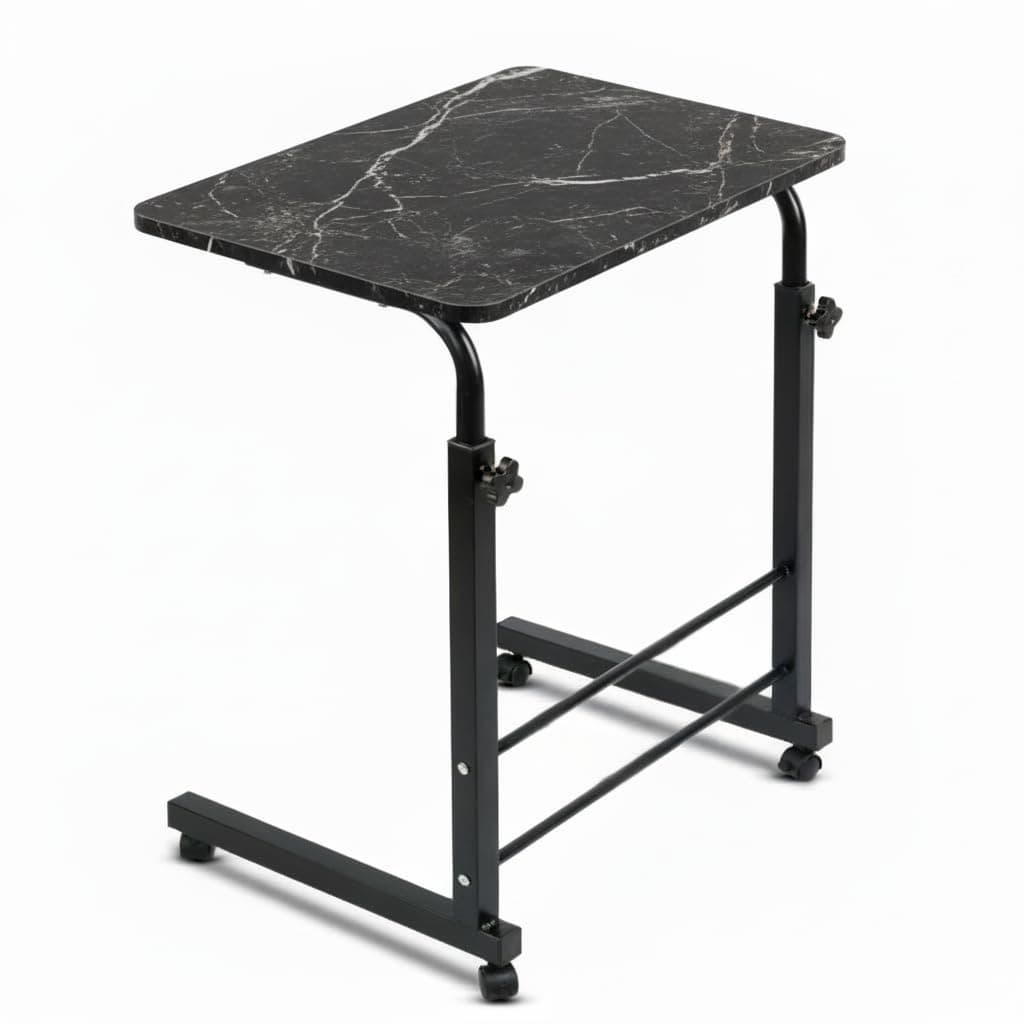 TECHNOVIBES Foldable Study Table/Bed Table/Foldable and Portable Wooden/Writing Desk for Office/Home/School (Dark Marble with Black Leg)