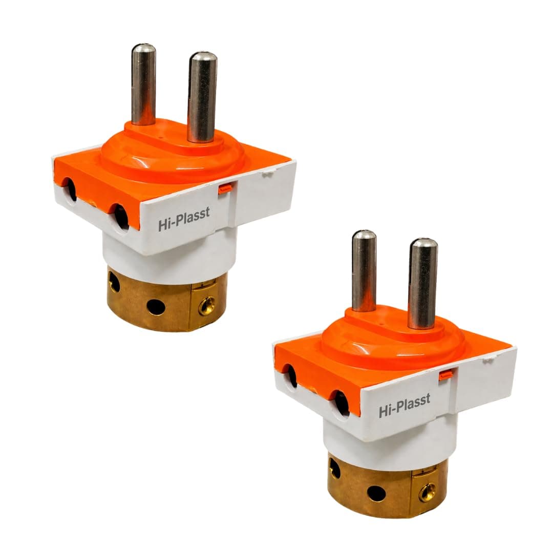 Hi-Plasst 2 Pin to B22 Bulb Holder Adapter with Dual Socket | Multi Pendant Converter | Brass Connector | Suitable for Indian Sockets (2)