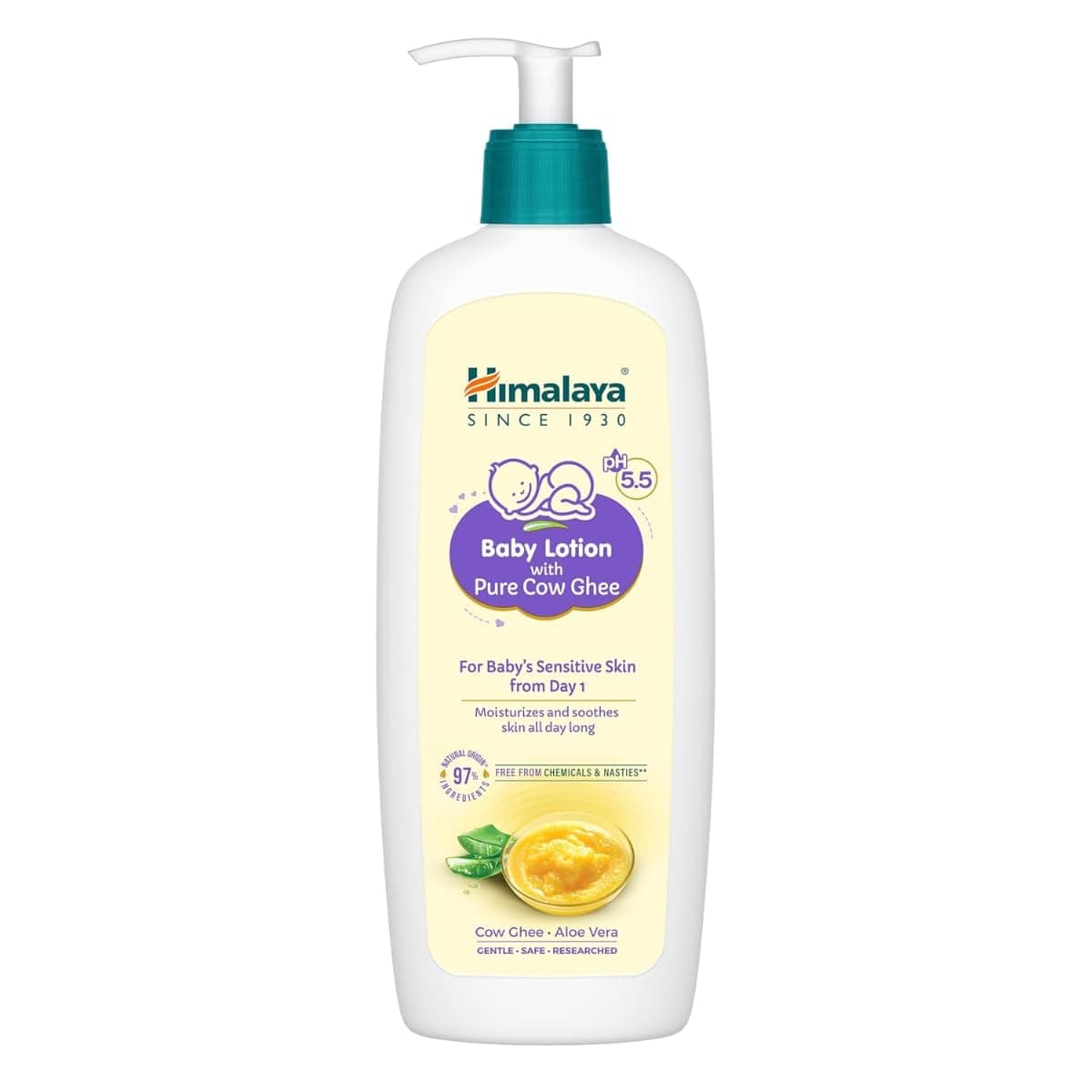 Himalaya Baby Lotion with Pure Cow Ghee 400ml| For Sensitive Skin| pH 5.5