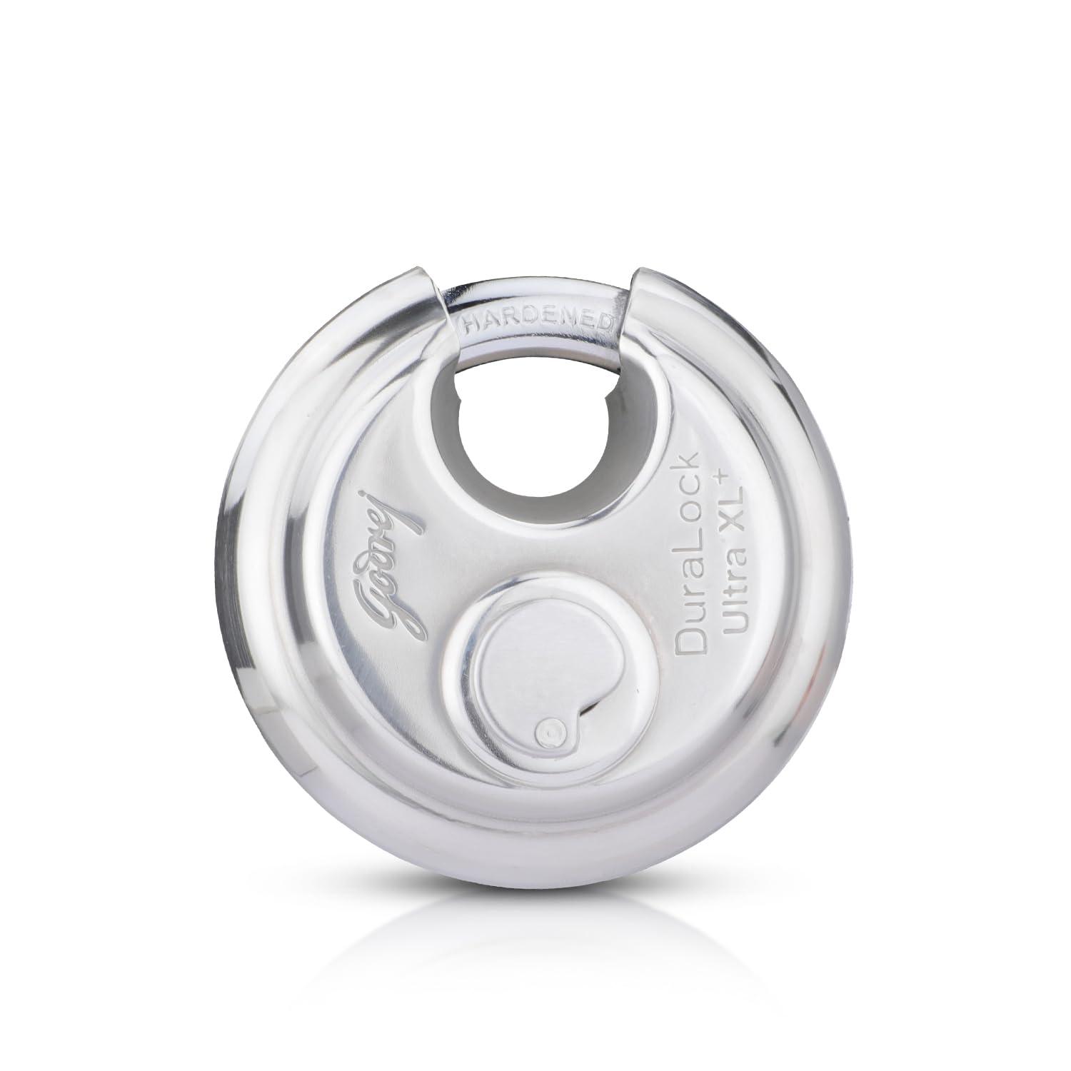 Godrej LocksI Duralock Ultra XL+ 70mm I3 Keys I Duralock for Home Main Door I for Gate Lock,Shops & Offices I with SS304 Steel Body Ultra XL+Technology I Silver Finish| 1 Year Warranty