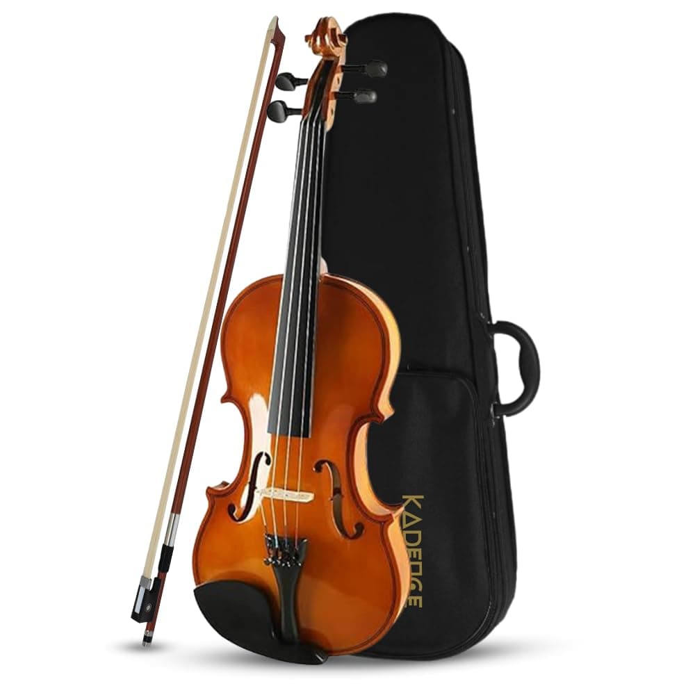 Kadence V001C Vivaldi Violin | 4/4 Full Size with Basswood Body & Brazilwood Bow | Includes Lightweight Hard Case, Bow, Rosin & Learning Course | Brown