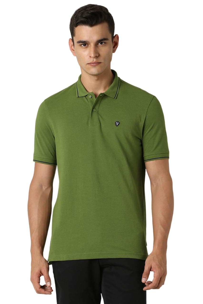Van Heusen Men's Cotton Regular Fit T-Shirt (Vskpwrgfp09032_Green M)
