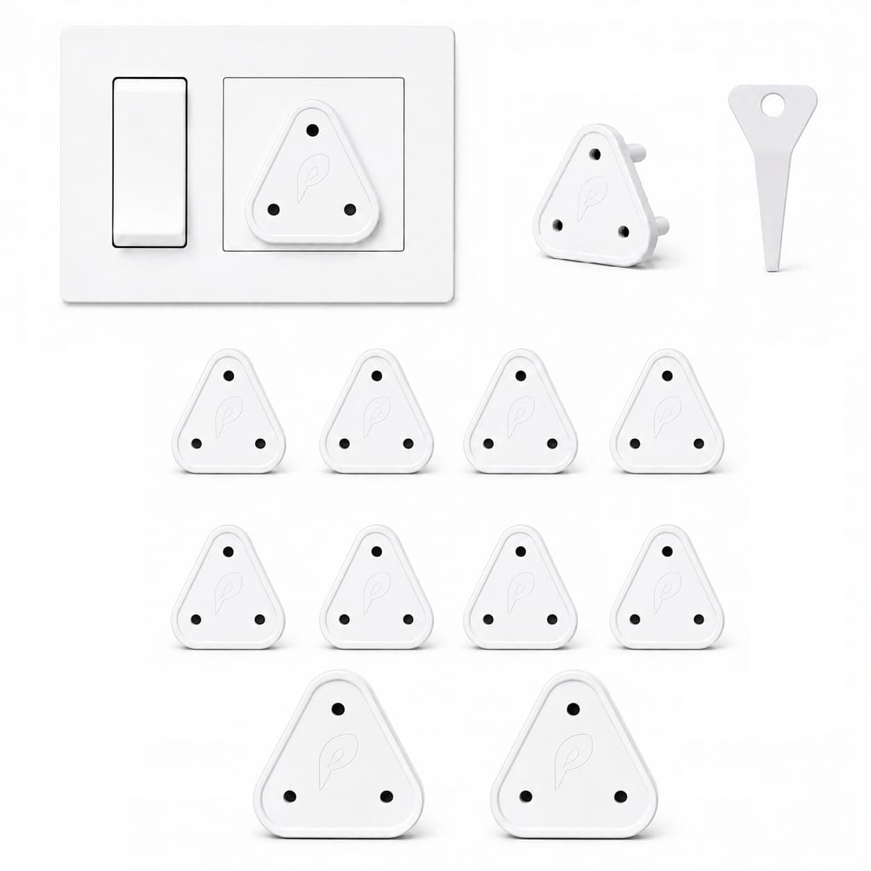 PROTOWARE 12 Piece Baby Safety Child Proofing Electric Socket Plug Guards Switch Board Cover with Removal Pin (White)