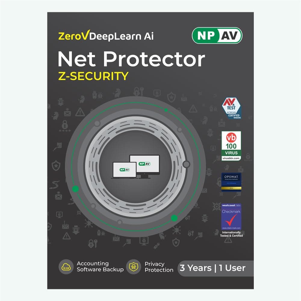 Net Protector Antivirus - Z Security 2026 | Windows PC/Laptop | 3 Year - 1 PC | 5 Layer Protection with ZeroVDeepLearn Ai (Email Delivery in 1 Hour - No CD)