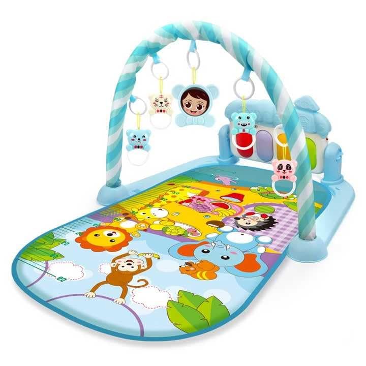 PRIME DEALS Kick And Play Musical Keyboard Mat Piano Baby Gym & Fitness Rack Baby Play Mat Gym With Hanging Rattles Lights & Multi-Function Gift For Baby Boy,Girls (Blue),1 Count