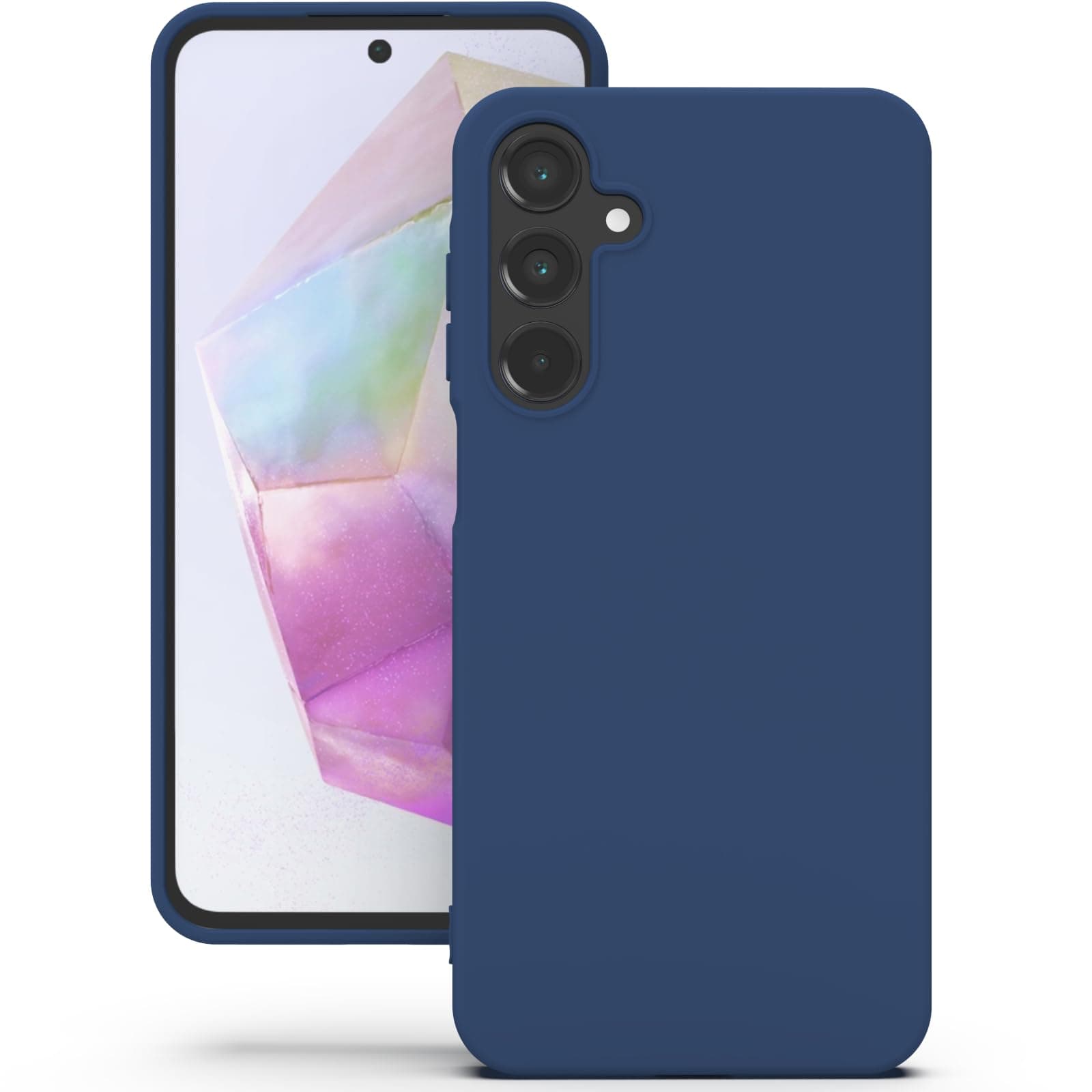 YATWIN Silicone Back Case for Samsung Galaxy A35, Soft-Touch Phone Back Cover for Samsung Galaxy A35 - Dark Blue