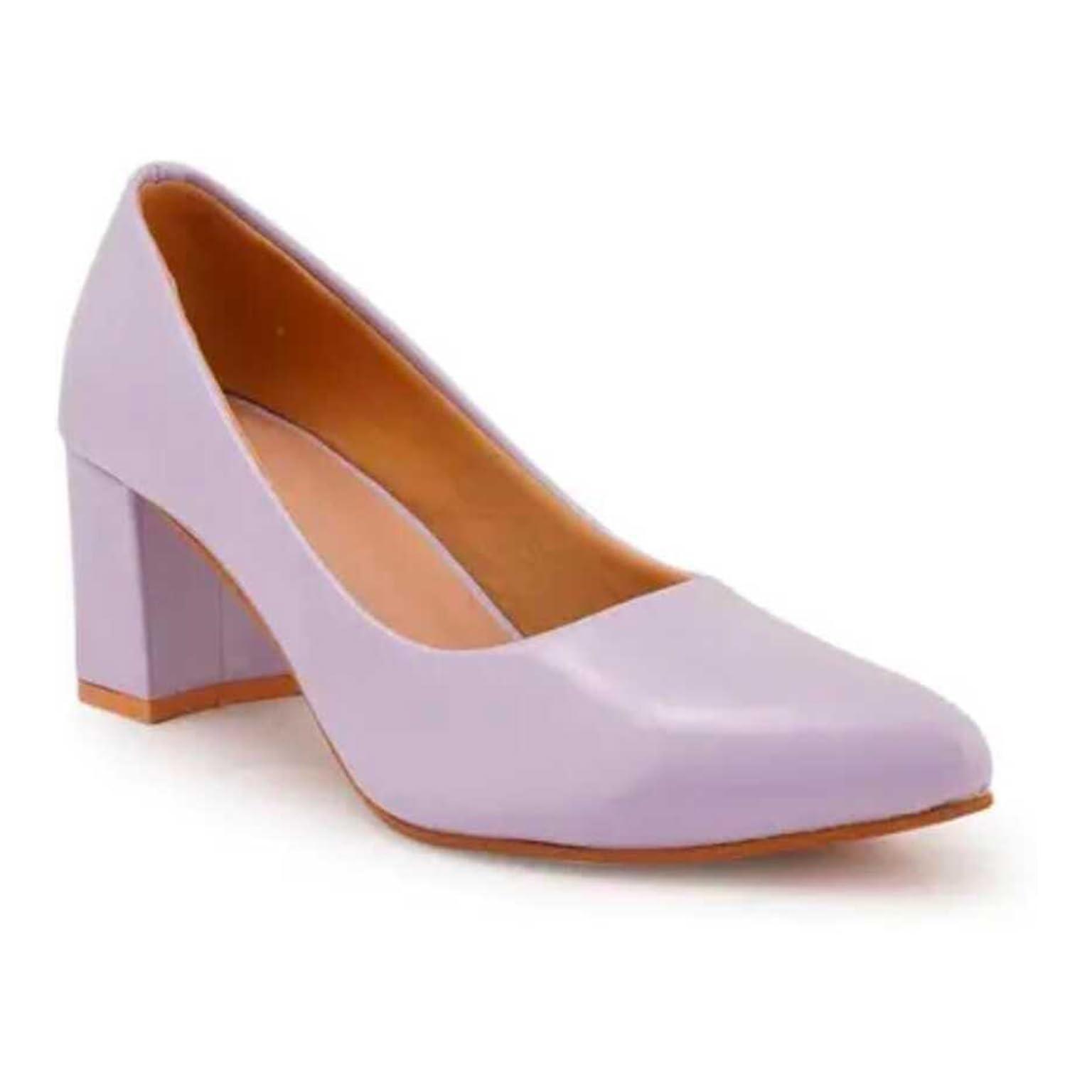 Buy Tale Women’s Purple Block Heel Pumps | Comfortable Slip-On Office Wear Shoes, Purple-7