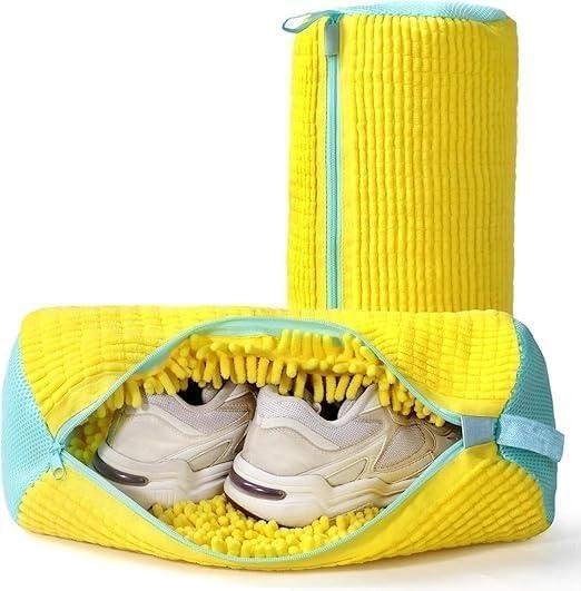 Shoe Washing Machine Laundry Bag, Fluffy Fiber Cleaner Pouch, Washer Use Protective Cover, Sneakers Boots Deep Clean Without Damage, Durable Mesh Design Holder Bifold Compact Wallet (Pack of 1)