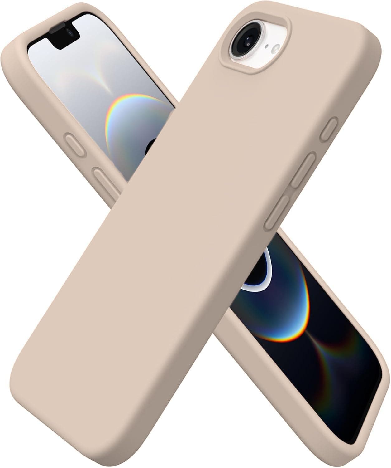 DIZORO Compatible with iPhone 17e / iPhone 16e Case 6.1" Liquid Silicone 3 Layers Full Covered Soft Gel Rubber Phone Case,Shockproof Protective Cover with Anti-Scratch Microfiber Lining-Desert