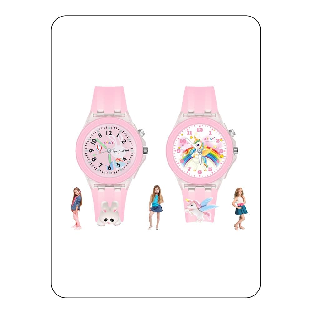 Spiky Analog Watch For Kids Combo (Pink) | 3D Cartoon | 7 Multicolor LED Luminous Disco Lights With Silicone Strap | Stylish Birthday Gift | Analogue Wrist Watches For Girls & Boys | Age 3-10 Yrs | Combo Pack of 2