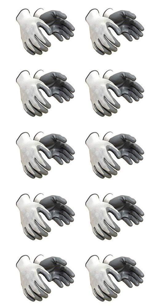 DMC Nylon Industrial & Home Safety Cut Resistant Hand Gloves (White & Grey) - 10 Pairs