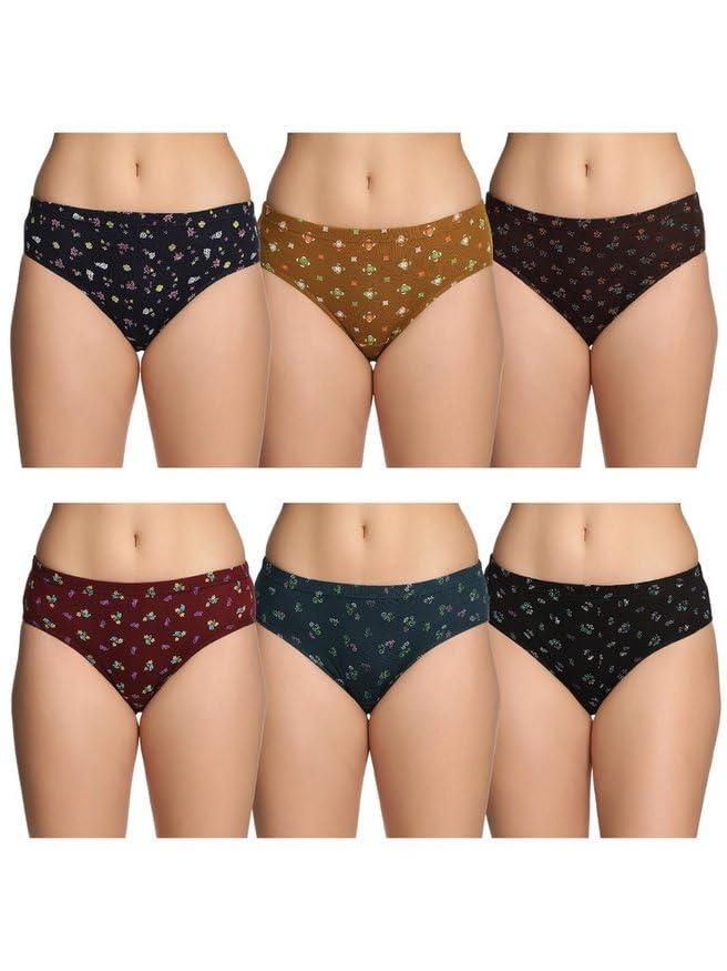 Lux Karishma Women's 100% Pure Cotton Panty - Soft, Comfortable & Skin-Friendly | Lux Panty for Everyday Comfort (Pack of 6) (Color & Print May Vary) - 90cm