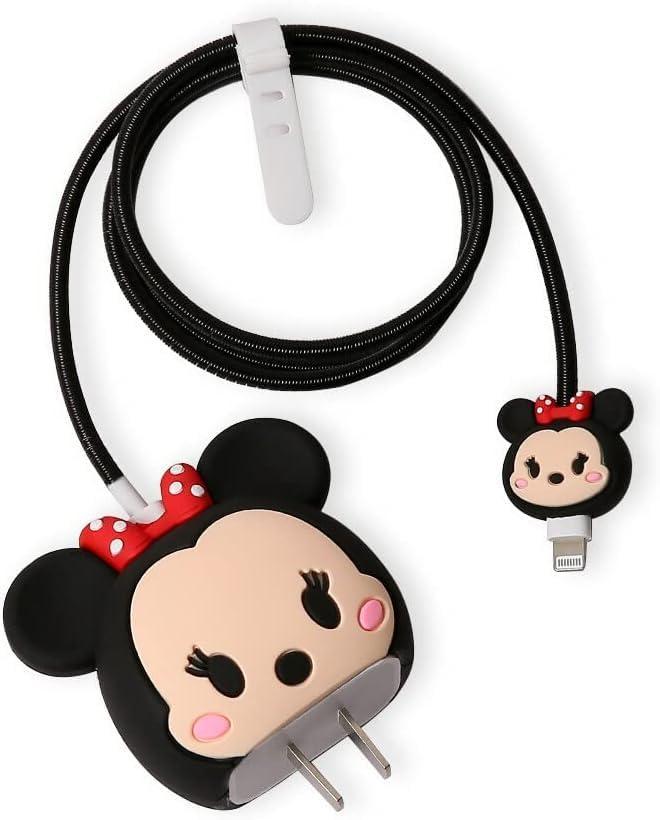 JAMPOD Charger Protector Set for iPhone 18W 20W | 3D Silicone USB-C Power Adapter Case & Spiral Cable Protector | Kawaii Aesthetic Charging Accessory for iPad & Smartphones (Minimouse)