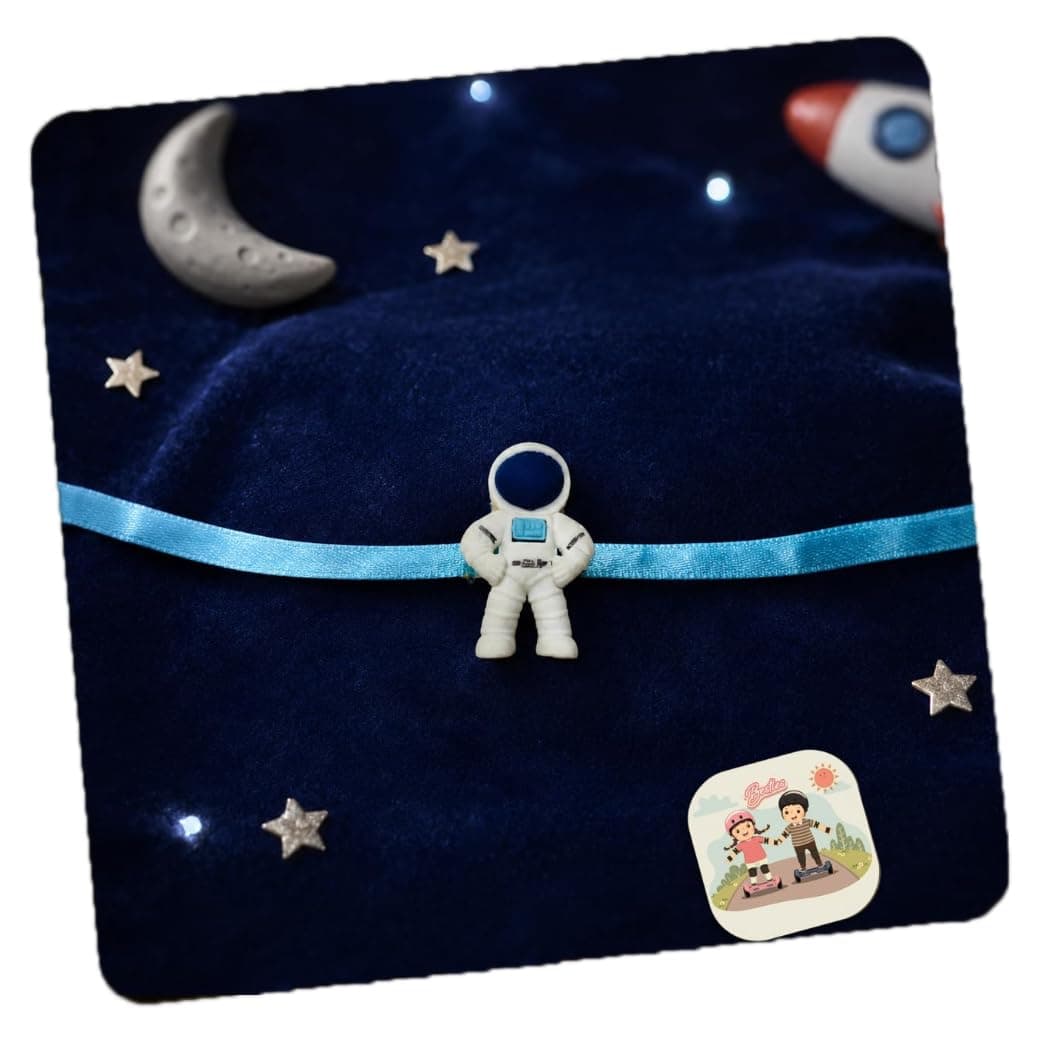 CraftVatika Kids Rakhi with Gift Combo Set for Brother Boy Girls, Designer Astronaut Rakhi Gift Combo Set of 1 for Brother Bhaiya Bhai, Premium Rakhis for Rakshabandhan, Fridge Magnet Items for Him