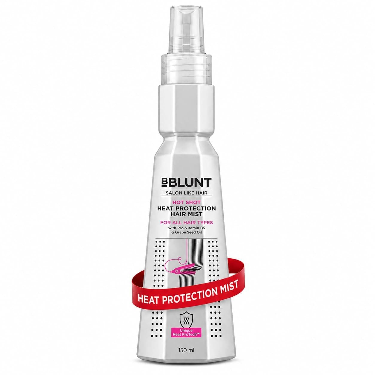 Bblunt Hot Shot Heat Protection Hair Mist | Designed for Indian Hair | Prevents Damage | Upto 230° Celsius Protection | Hair Spray for Men & Women | 150 ml