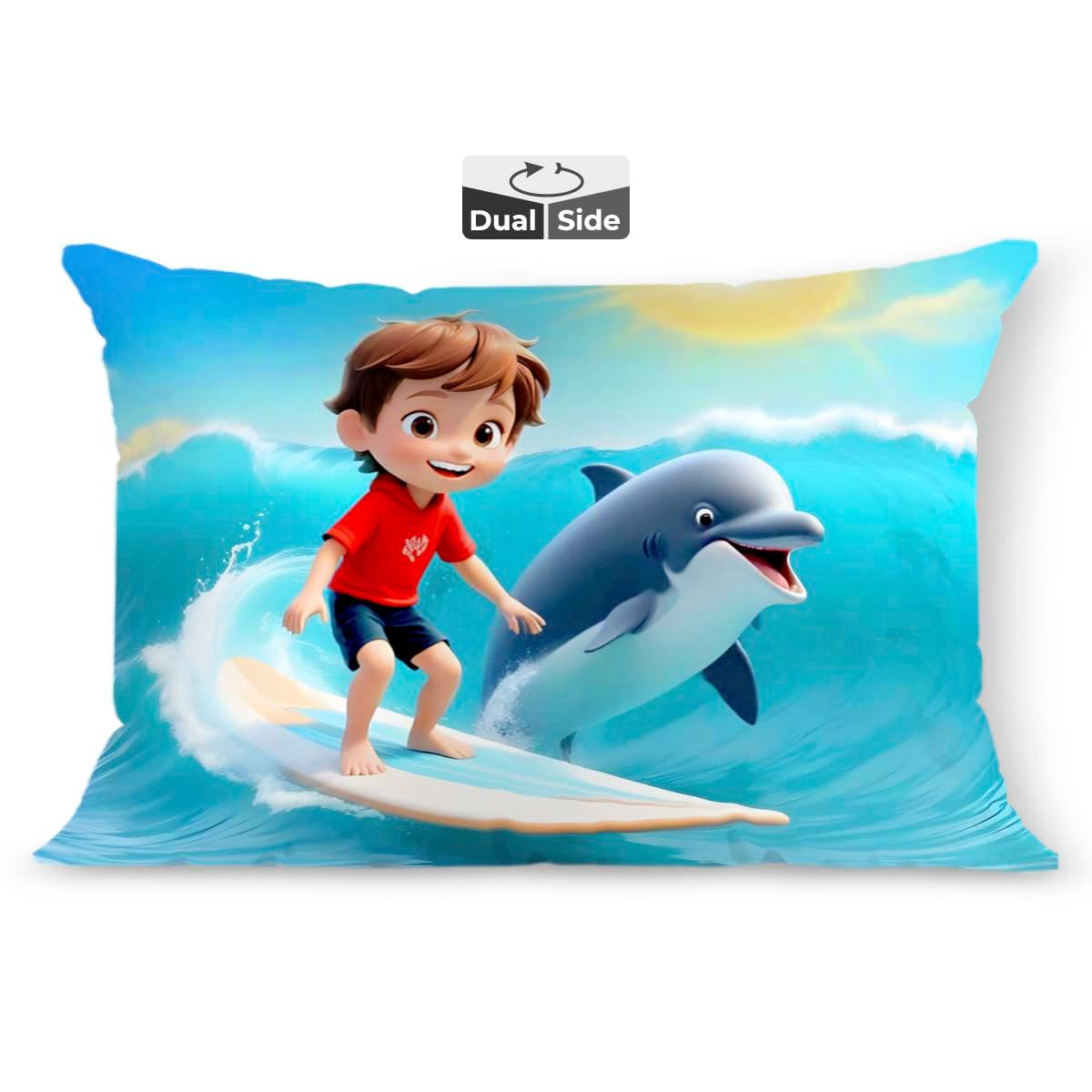 Brizberry® Kids Pillow Cushion with Super Soft Fabric | Animal & Cartoon Prints | 12x18 inches (Design 9)