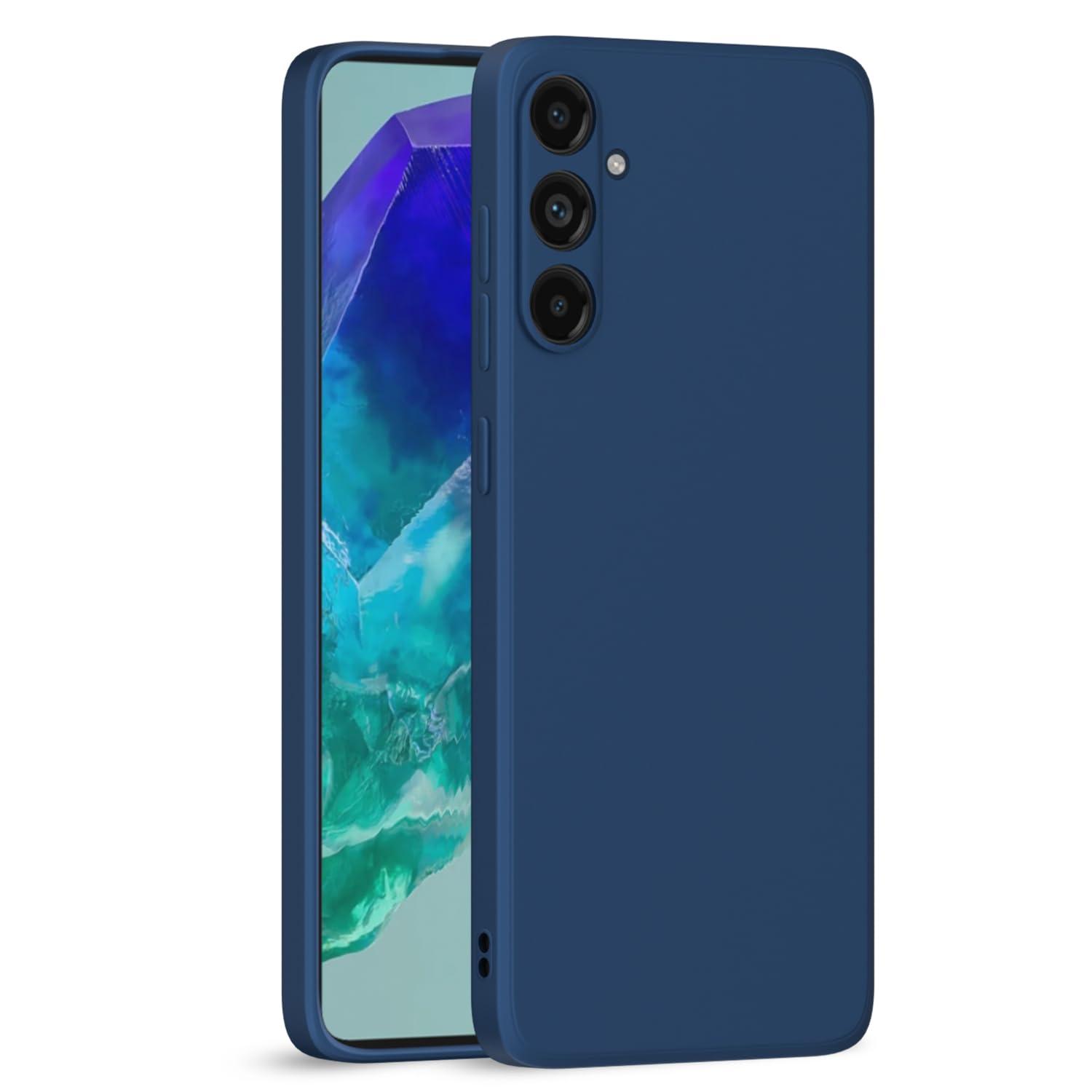 Pikkme Back Cover Camera Protection Shockproof Soft Matte Silicone Back Case for Samsung Galaxy M55 5G / M55s 5G / F55 5G (Blue)