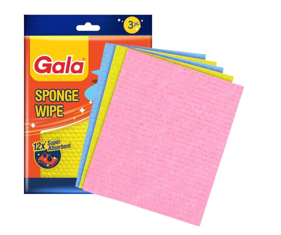 Gala Sponge Wipe for Kitchen, Kitchen Cleaning Sponge,Biodegradable Cellulose Material for Kitchen and Home Cleaning (3 Pcs Pack)