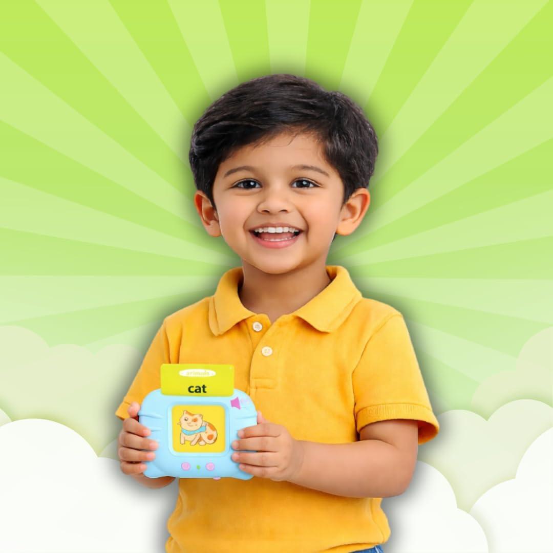 WishLuck Talking Flash Cards for Kids - 112 Double-Sided Audio Learning Cards with Sound Reader, Educational Speech and Vocabulary Toy for Toddlers and Preschoolers, Boosts Memory and Learning