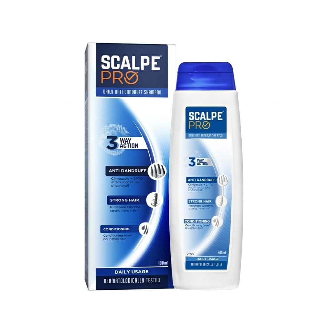 Scalpe Pro Daily Anti-Dandruff Shampoo | Removes Dandruff from Source | Prevents Itching & Irritation | Scalpe Science | Climbazole Formulation | Dermatologically Tested | For Women & Men | 400ml