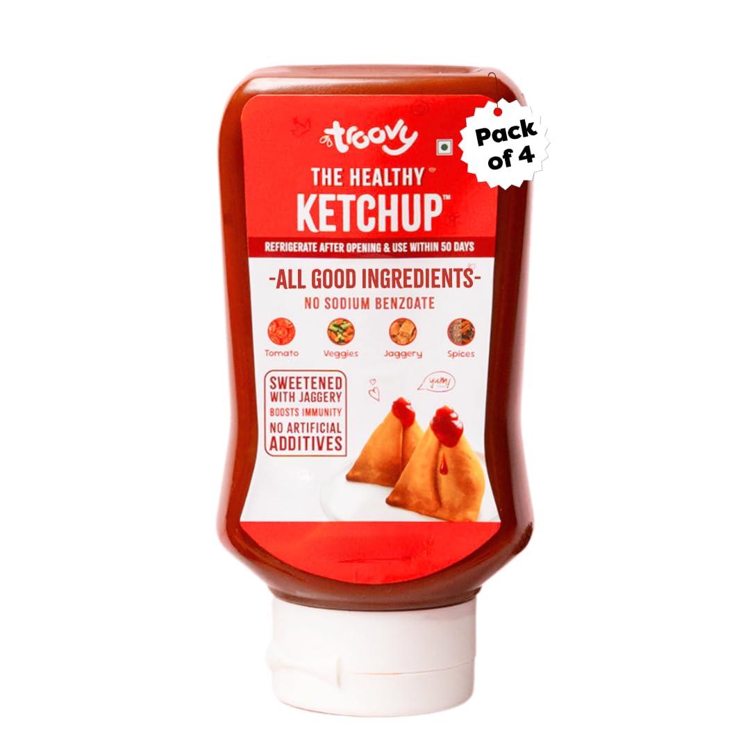 Troovy Tomato Sauce | 100% Chemical Free | No Preservatives | No Processed Sugar (uses Jaggery) | No MSG | No Sodium Benzoate | All Natural Ingredients | Contains Minerals Like Iron | Tastes like Regular Tomato Ketchup (PO4)