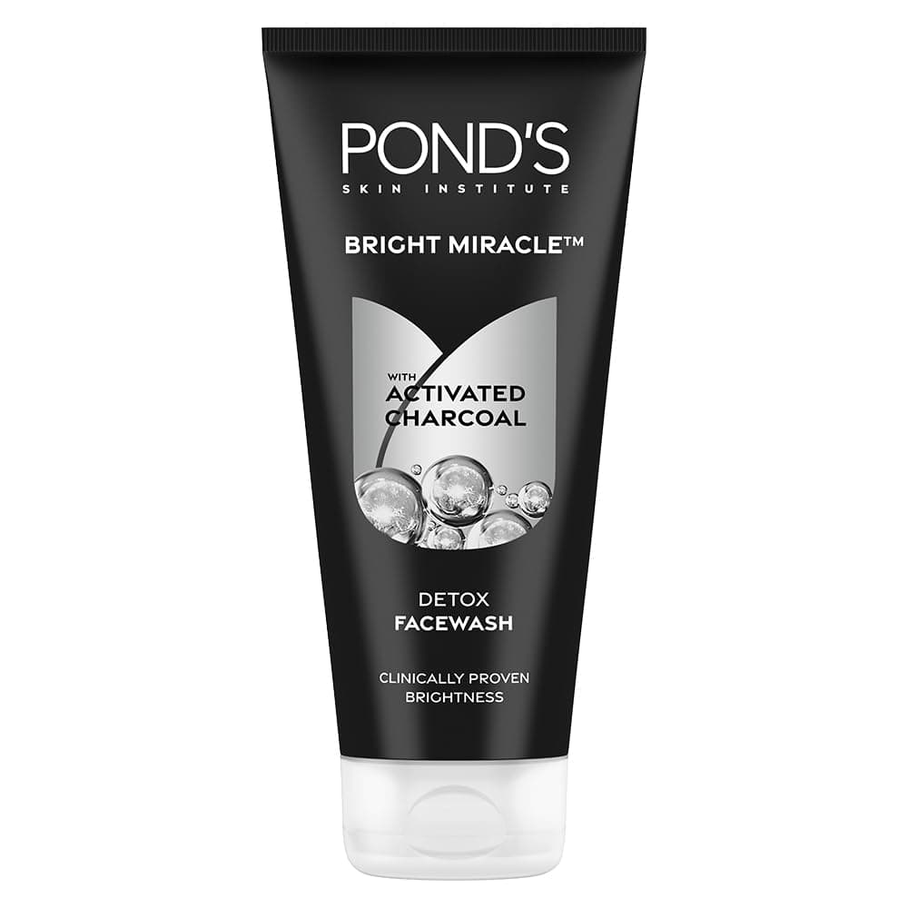 POND'S Pure Detox Face Wash 200 g|| Daily Exfoliating & Brightening Cleanser|| Deep Cleans Oily Skin - With Activated Charcoal for Fresh|| Glowing Skin