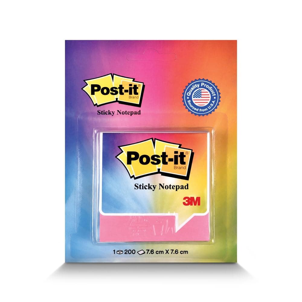 3M Post-it Sticky Note Cube, 200 Sheets (4 Colors x 50 Sheets) | 3" x 3" | Notes, reminders, study, school and organizing | Multicolor